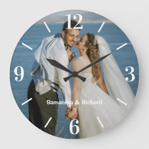 Custom Wedding Photo Couple Names Keepsake Large Clock