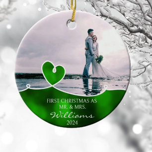 Custom Wedding Photo First Christmas Ceramic Tree Decoration