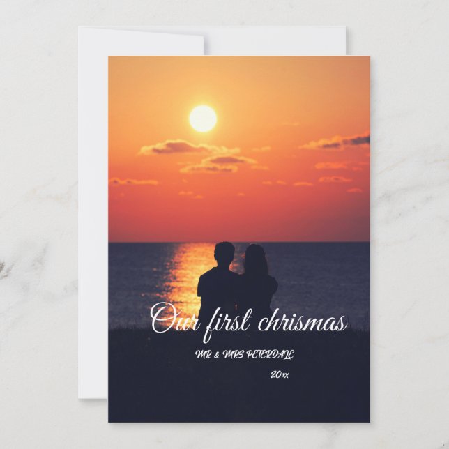  Custom Wedding Photo Folded Thank You Card (Front)