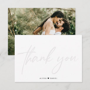 Custom wedding photo handlettering watermark thank you card