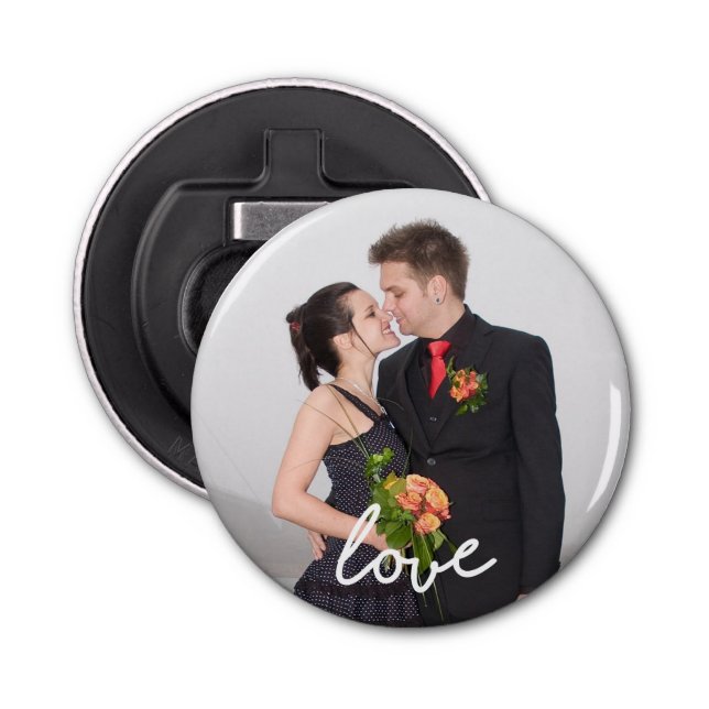 Custom Wedding Photo Love Keepsake Bottle Opener (Front)