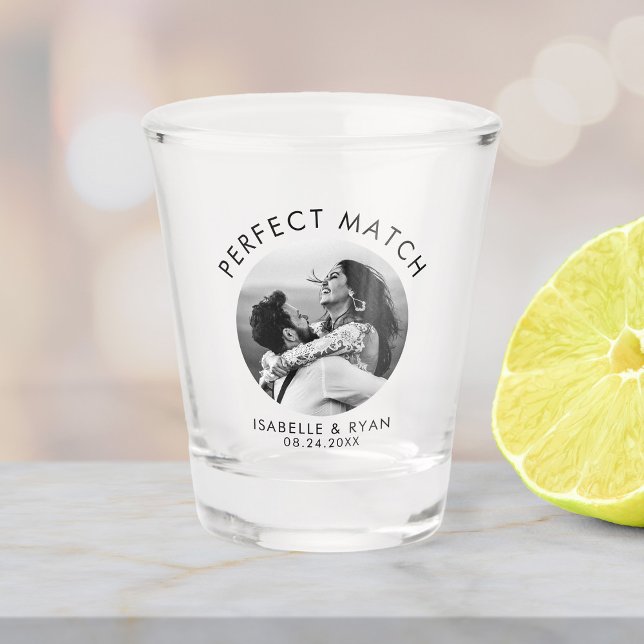 Custom Wedding Photo Modern Minimalist Elegant Shot Glass (Creator Uploaded)