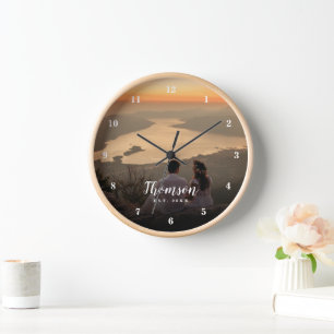 Custom Wedding Photo Monogrammed Clock