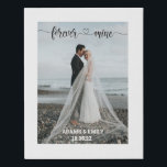 custom wedding photo name & date modern love you faux canvas print<br><div class="desc">Custom wedding souvenir or gift to the newlywed couple or as an anniversary gift,  customise your photo,  name & date!</div>