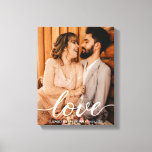 Custom Wedding Photo Names Date Love script Canvas Print<br><div class="desc">Customise this photo wrapped canvas with up your favourite wedding photography from the best day ever. With a 'love' script in a modern handwritten style that's both elegant and classic. Personalise with your names and wedding date. A perfect keepsake. Cherish the memories of your special day forever with this Custom...</div>