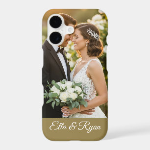 Custom Wedding Photo & Script Names Elegant Gold
