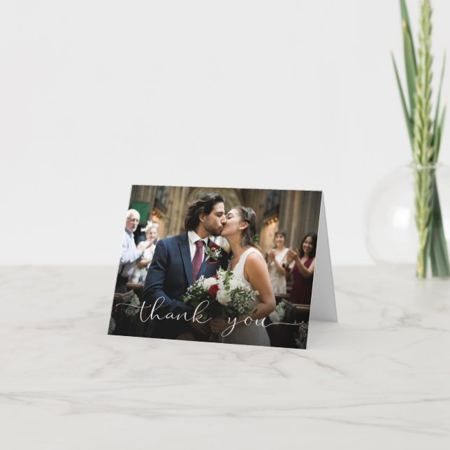 Custom Wedding Photo Thank You with Text Template (Front)