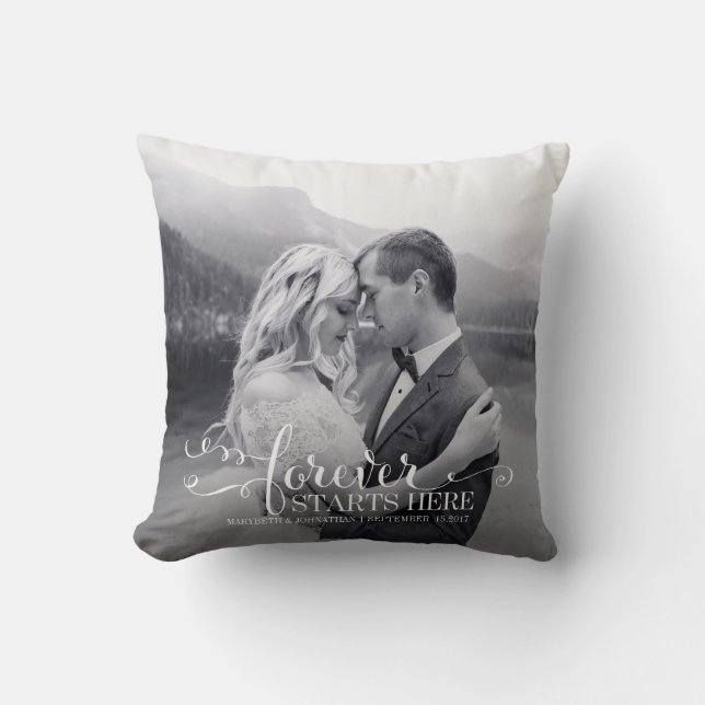 Custom Wedding Photo Throw Pillow (Front)