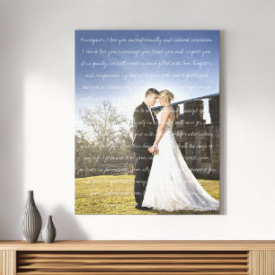 Custom Wedding Photo & Vows Canvas Print