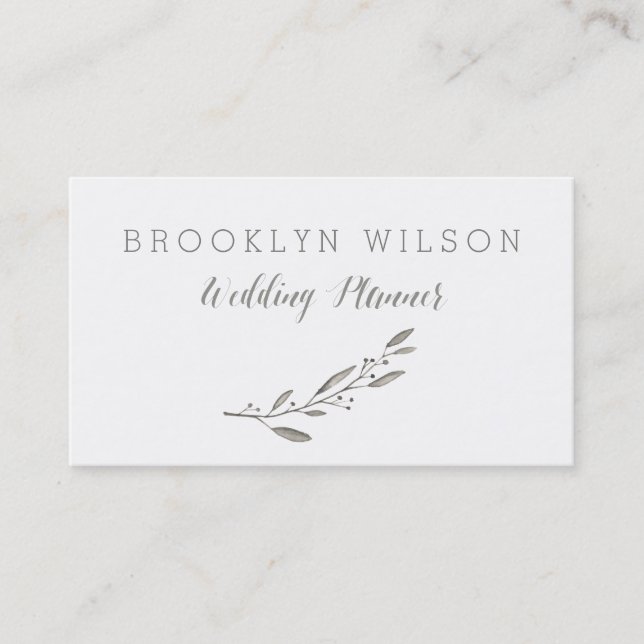 Custom Wedding Planner Business Cards Grey Floral (Front)