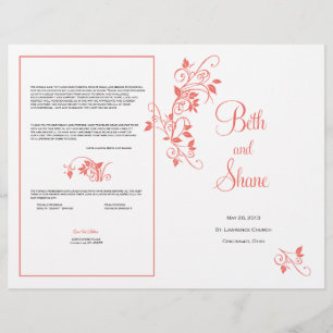 Custom Wedding Program - Coral