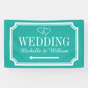 Custom wedding reception direction sign banner