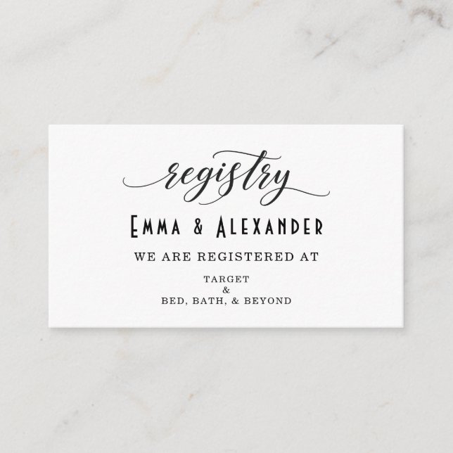 Custom Wedding Registry Enclosure Card (Front)