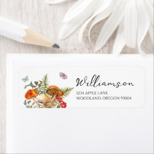 Custom Wedding Return Labels   Woodland Mushrooms