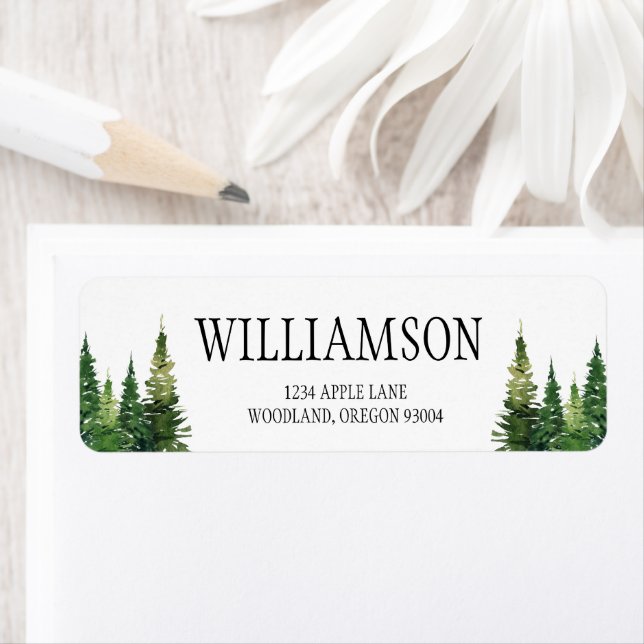 Custom Wedding Return Labels | Woodland Trees (Insitu)
