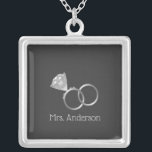 Custom Wedding Ring Necklace<br><div class="desc">Custom necklace with wedding rings which include the diamond and band. Great gift for the bride to be.</div>