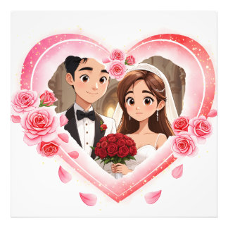 Custom Wedding – Romantic Watercolor Heart  Photo Print