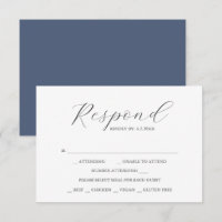Custom Wedding RSVP Cards Navy Blue
