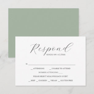 Custom Wedding RSVP Cards Sage Green