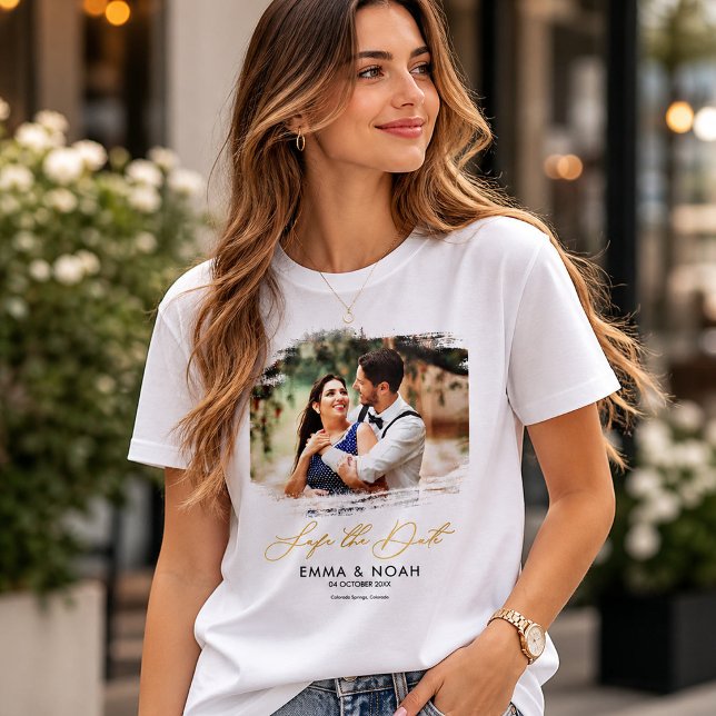 Custom Wedding Save the Date Photo Template T-Shirt (Custom Wedding Save the Date Photo Template T-Shirt, Digital Tshirt Print)