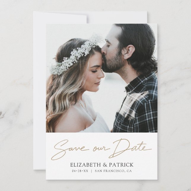 Custom Wedding Save the Date Template with Photo (Front)