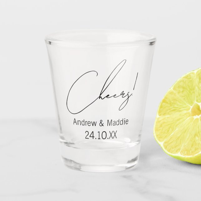 Custom Wedding Shot Glass Cheers  (Front)