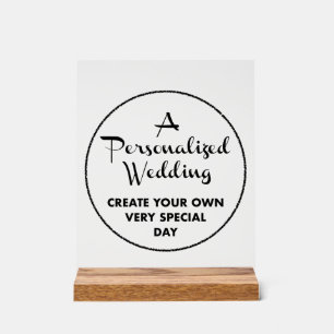 Custom Wedding Sign 10" x 8" Acrylic & Wood Stand