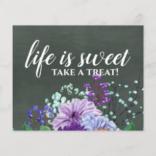 Custom Wedding Signs Chalkboard Purple Mint Floral