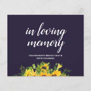 Custom Wedding Signs Navy Blue Yellow Sunflowers