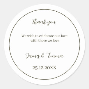 Custom Wedding Simple Green Classic Round Sticker