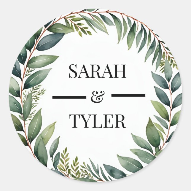 custom WEDDING STICKER EUCALYPTUS WREATH (Front)