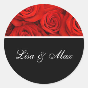 Custom Wedding Sticker Red Roses