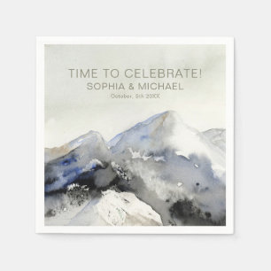 Custom Wedding Template Watercolor Mountains Napkin