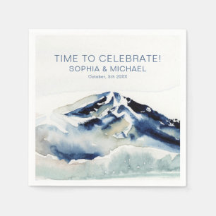 Custom Wedding Template Watercolor Mountains Napkin