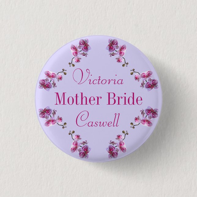 Custom Wedding Text Name Gift Button Pin (Front)