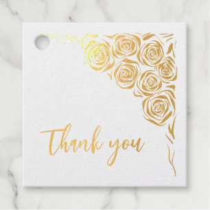 Custom Wedding Thank You Hand Drawn Roses Gold Favour Tags
