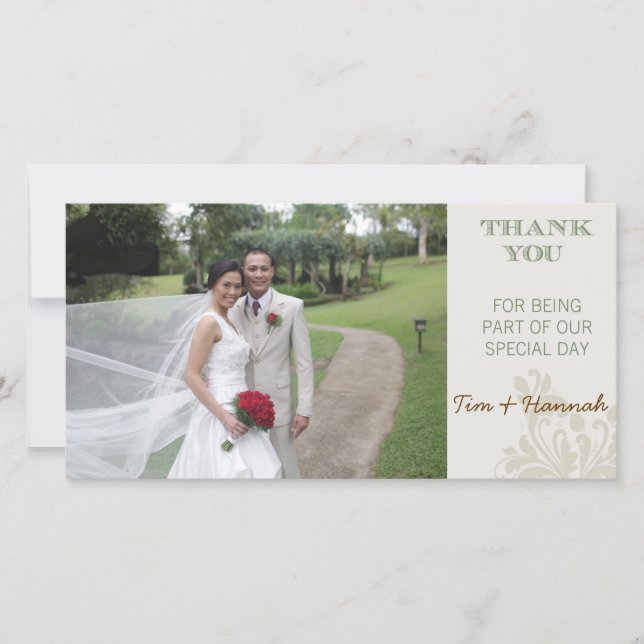 Custom Wedding Thank You Photo Card (Front)