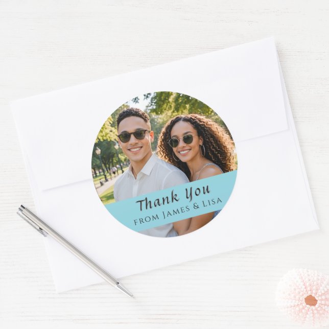 custom Wedding Thank You Single Photo Sticker (Envelope)