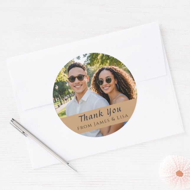 custom Wedding Thank You Single Photo Sticker (Envelope)