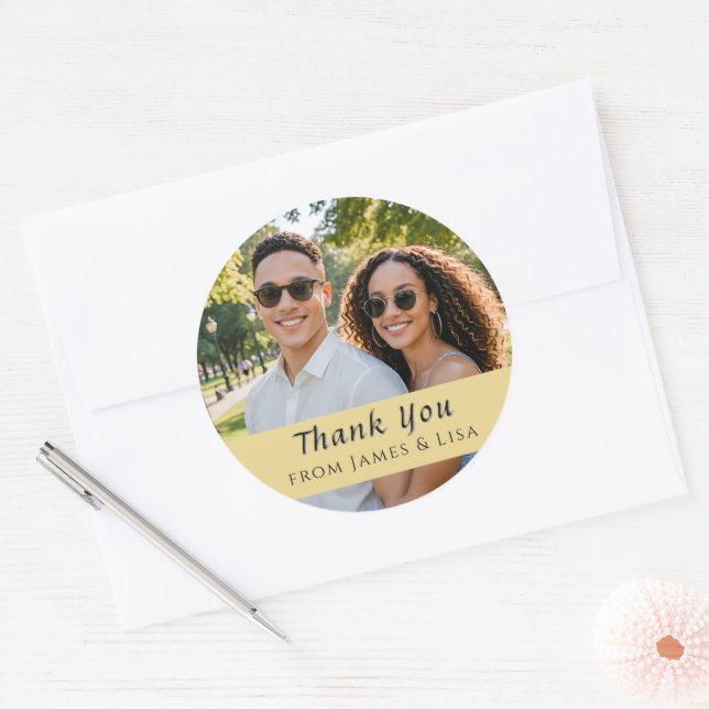 custom Wedding Thank You Single Photo Sticker (Envelope)