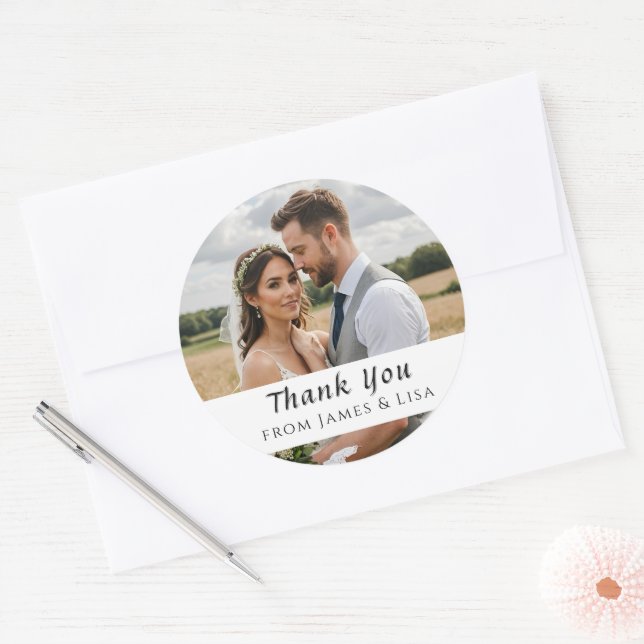 custom Wedding Thank You Single Photo Sticker (Envelope)