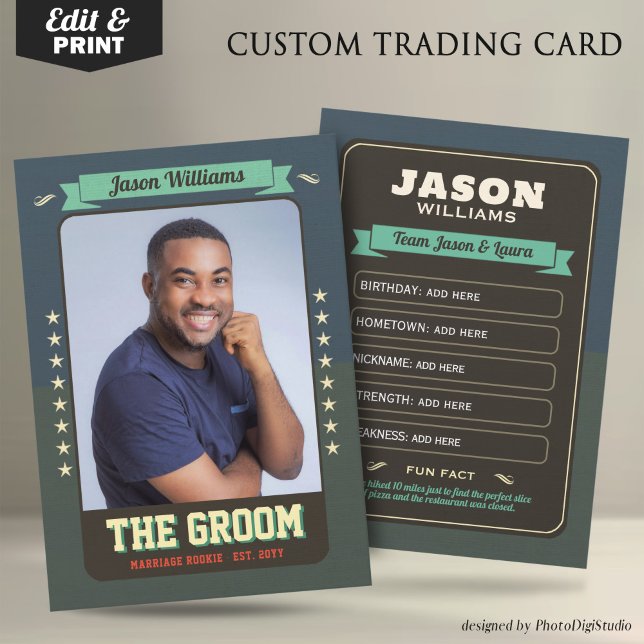 Custom Wedding Trading Cards, Retro Groom Card (Custom Wedding Trading Cards, Retro Groom Card)