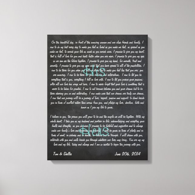 Custom Wedding Vows on Canvas (Front)
