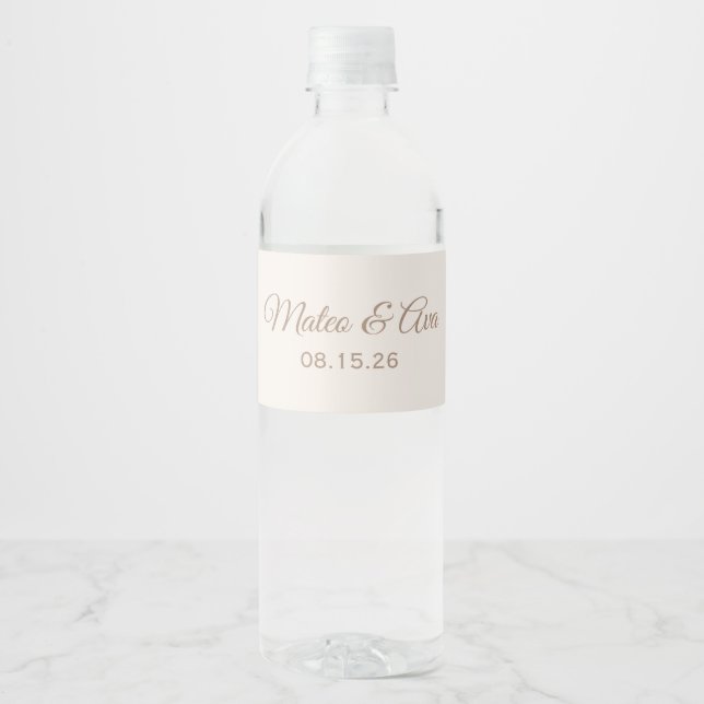 Custom Wedding Water Bottle Label (Front)