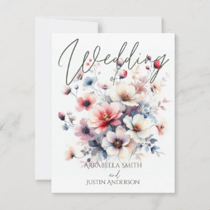 Custom Wedding Watercolor Floral Bouquet Wedding Invitation