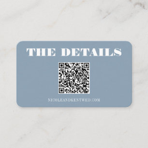 Custom Wedding Website Dusty Blue QR Code Details Enclosure Card