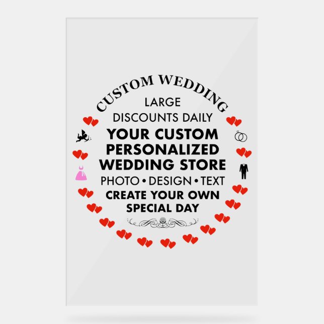 Custom Wedding Welcome Sign 36" x 24" Acrylic (Front)