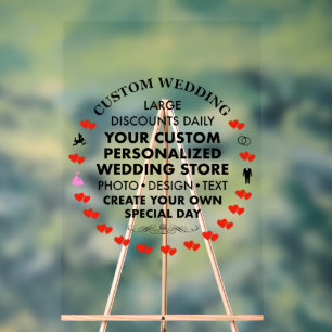 Custom Wedding Welcome Sign 36" x 24" Acrylic