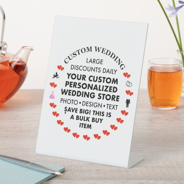 Custom Wedding Welcome Sign - 6" x 8" Pedestal (In SItu)