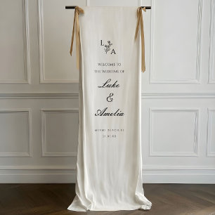 Custom Wedding Welcome Sign, Elegant  Fabric  Banner